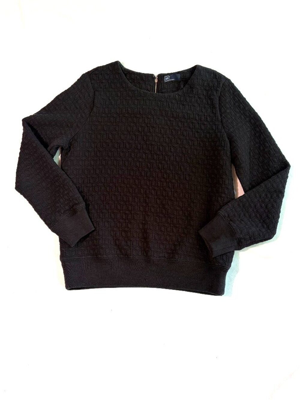 GAP quilted sweatshirt L black cotton stretch